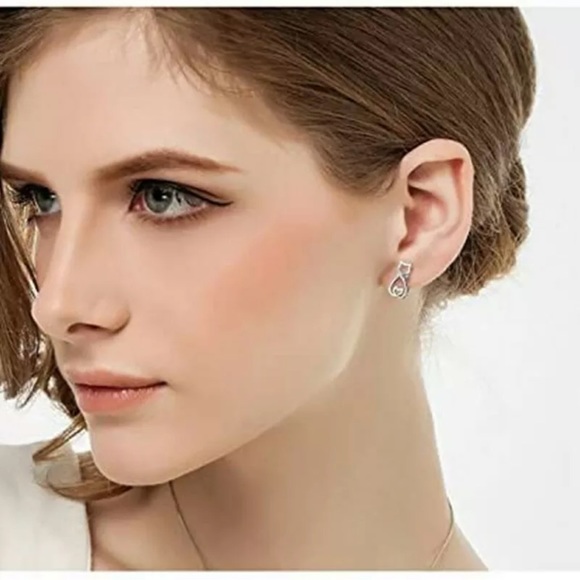 Cat Shaped Party Jewelry Creative Cubic Zirconia 925 Silver Women Stud Earrings - Picture 4 of 4